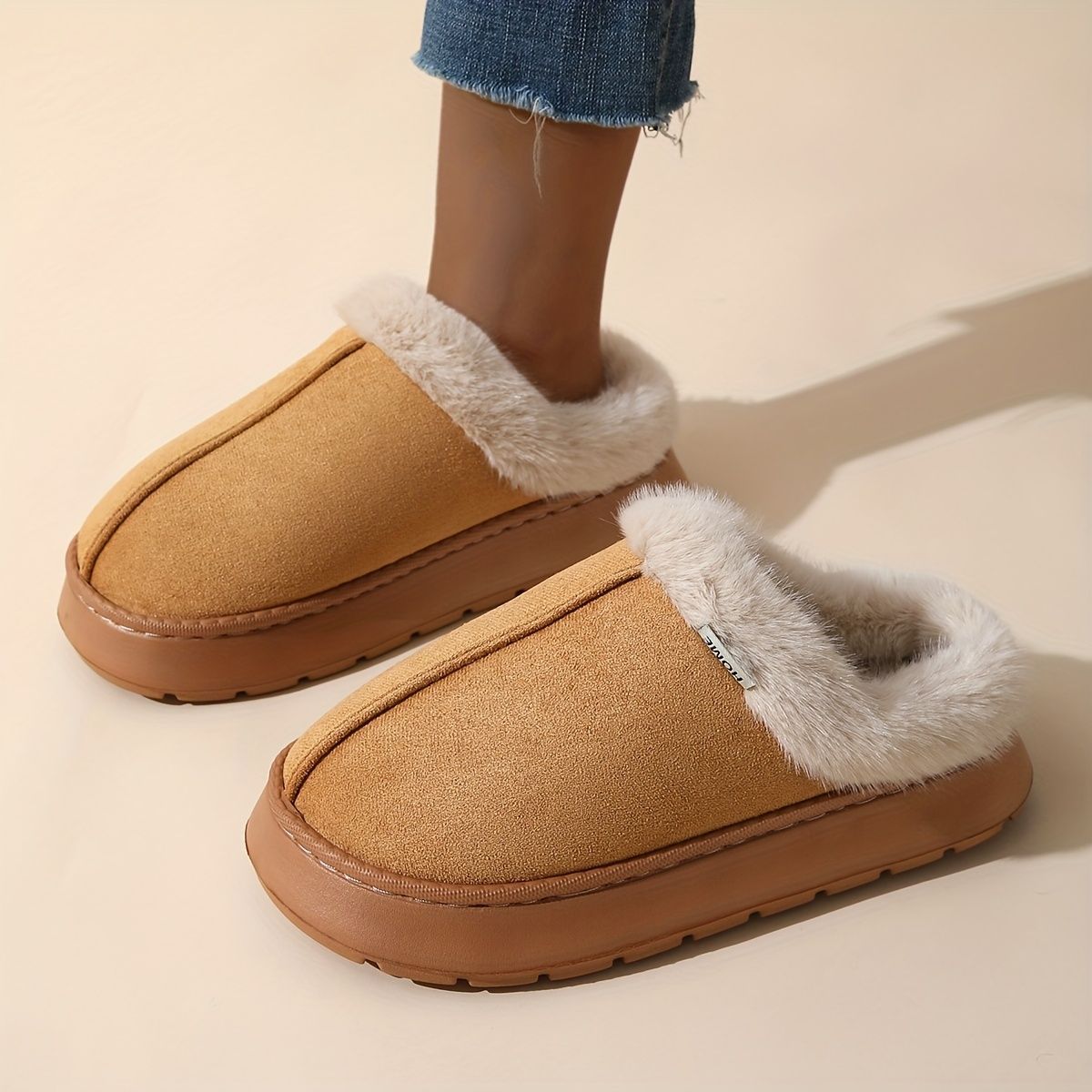 Women'S Furry Slippers Cosy House Shoes Australian Women’S Lounge Slippers Warm - Beige - Size 45 - Image 7