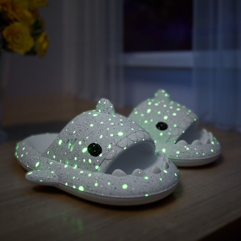 Ladies Shark Slippers Glowing Glitter Slippers Quick-Dry Slippers Non-Slip EVA - Blue - Size 38 - Image 2