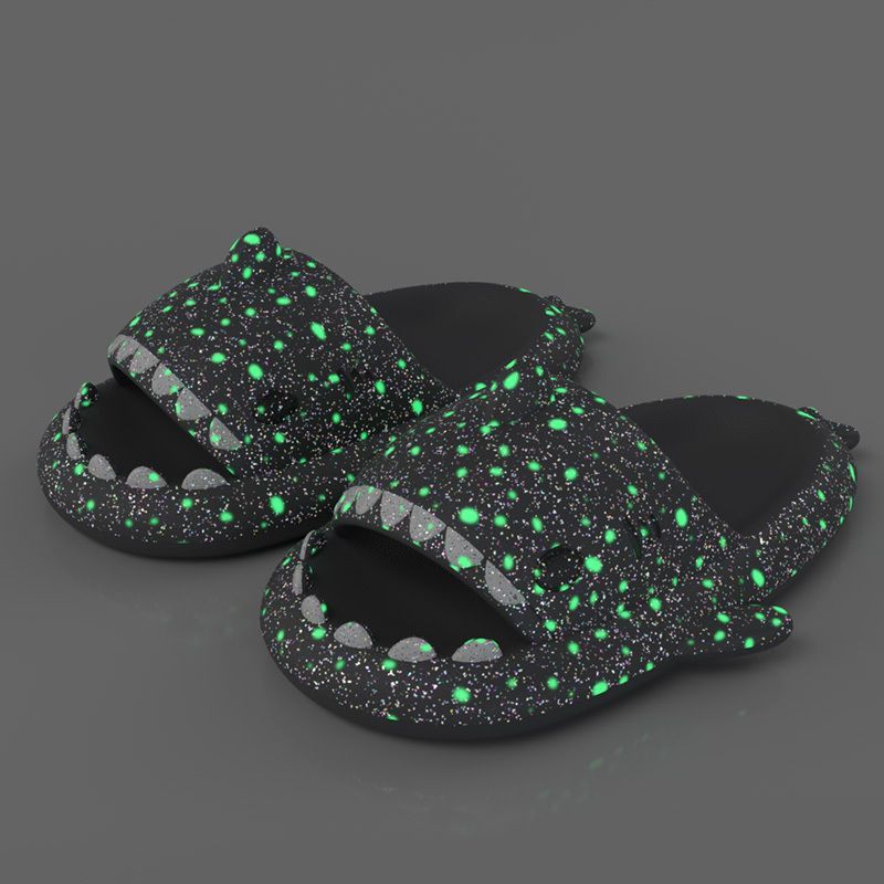 Ladies Shark Slippers Glowing Glitter Slippers Quick-Dry Slippers Non-Slip EVA - Blue - Size 40 - Image 7