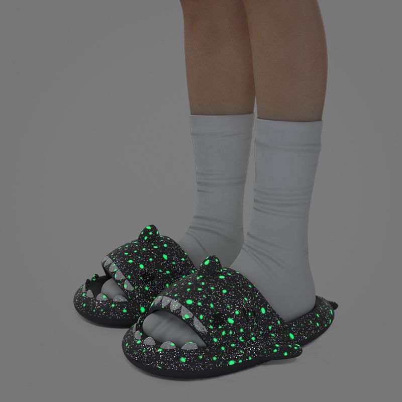 Ladies Shark Slippers Glowing Glitter Slippers Quick-Dry Slippers Non-Slip EVA - Blue - Size 42 - Image 5