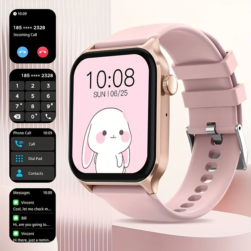 Smart Watch 1.83-Inch Screen Wireless Call Wireless Music Voice Control Sports - Pink - Size 001 - Image 1