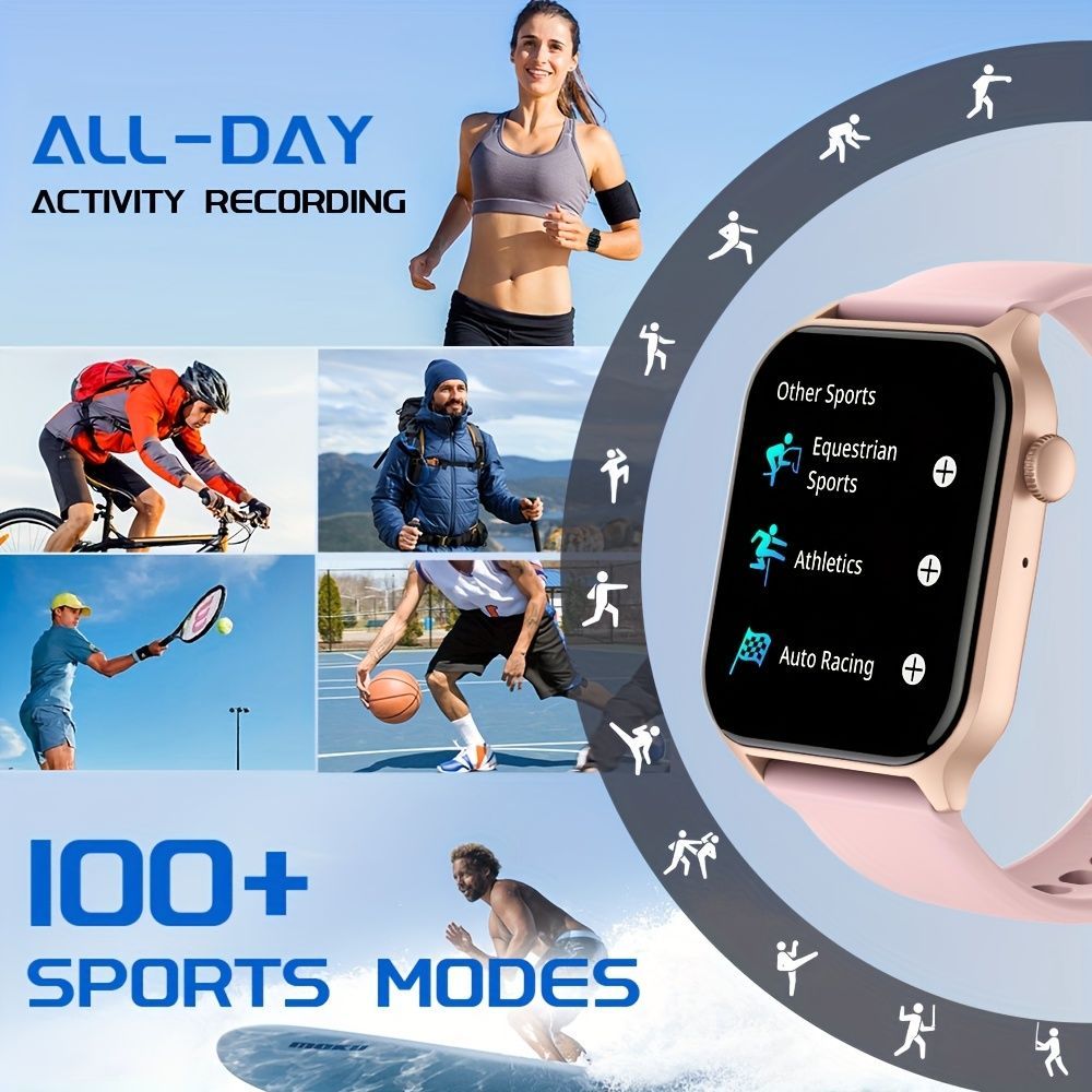 Smart Watch 1.83-Inch Screen Wireless Call Wireless Music Voice Control Sports - Pink - Size 001 - Image 3