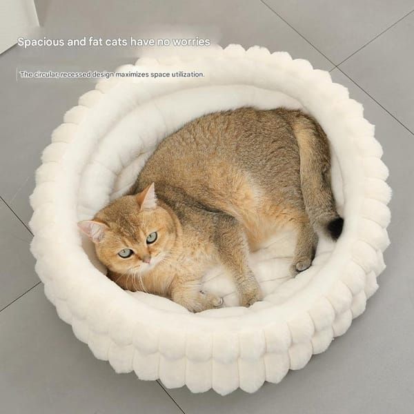 Grey Plush Cat Bed – Soft, Cozy & Durable Cat Furniture - Image 2