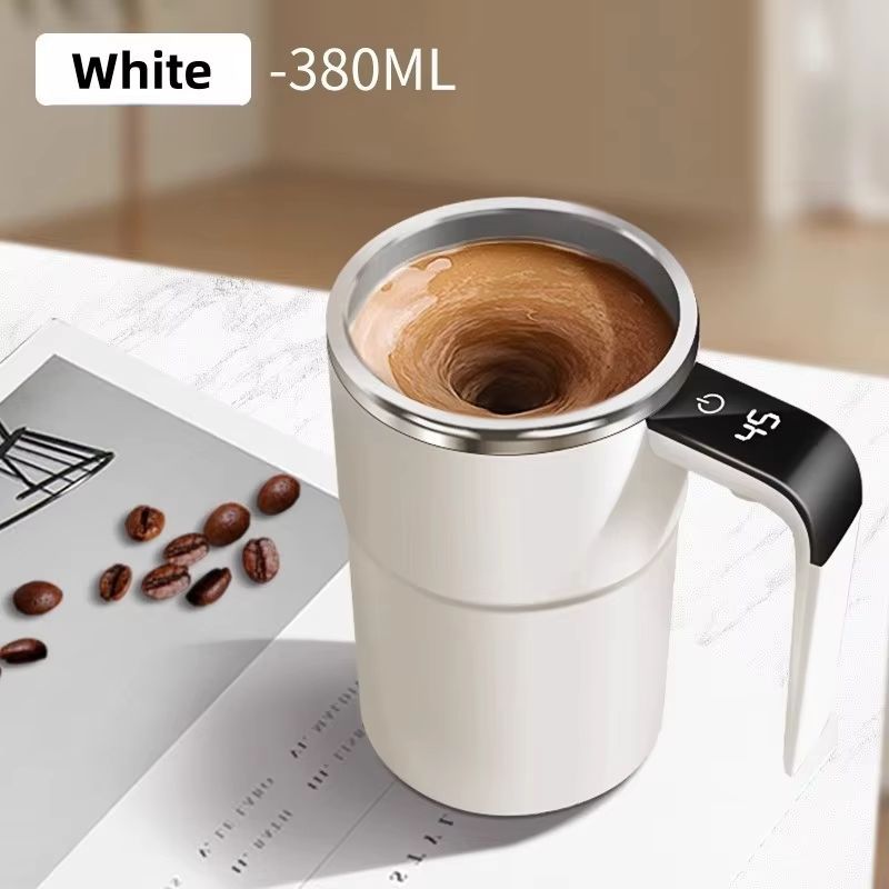 Self-Stirring Coffee Mug Automatic Stir Mug LED Temperature Mug Rechargeable - White - Size 380ML - Image 1