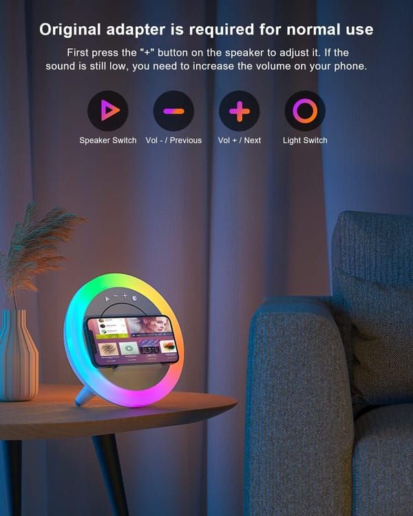 Color-Changing Bluetooth Speaker with Wireless Charging Pad - Image 3