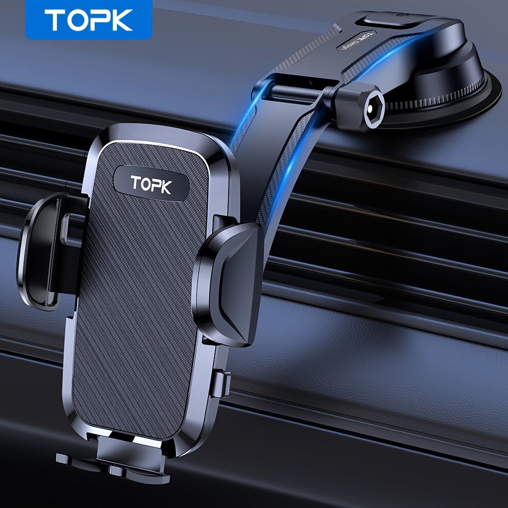 TOPK Car Phone Holder with Strong Suction and Adjustable Arm - Image 1