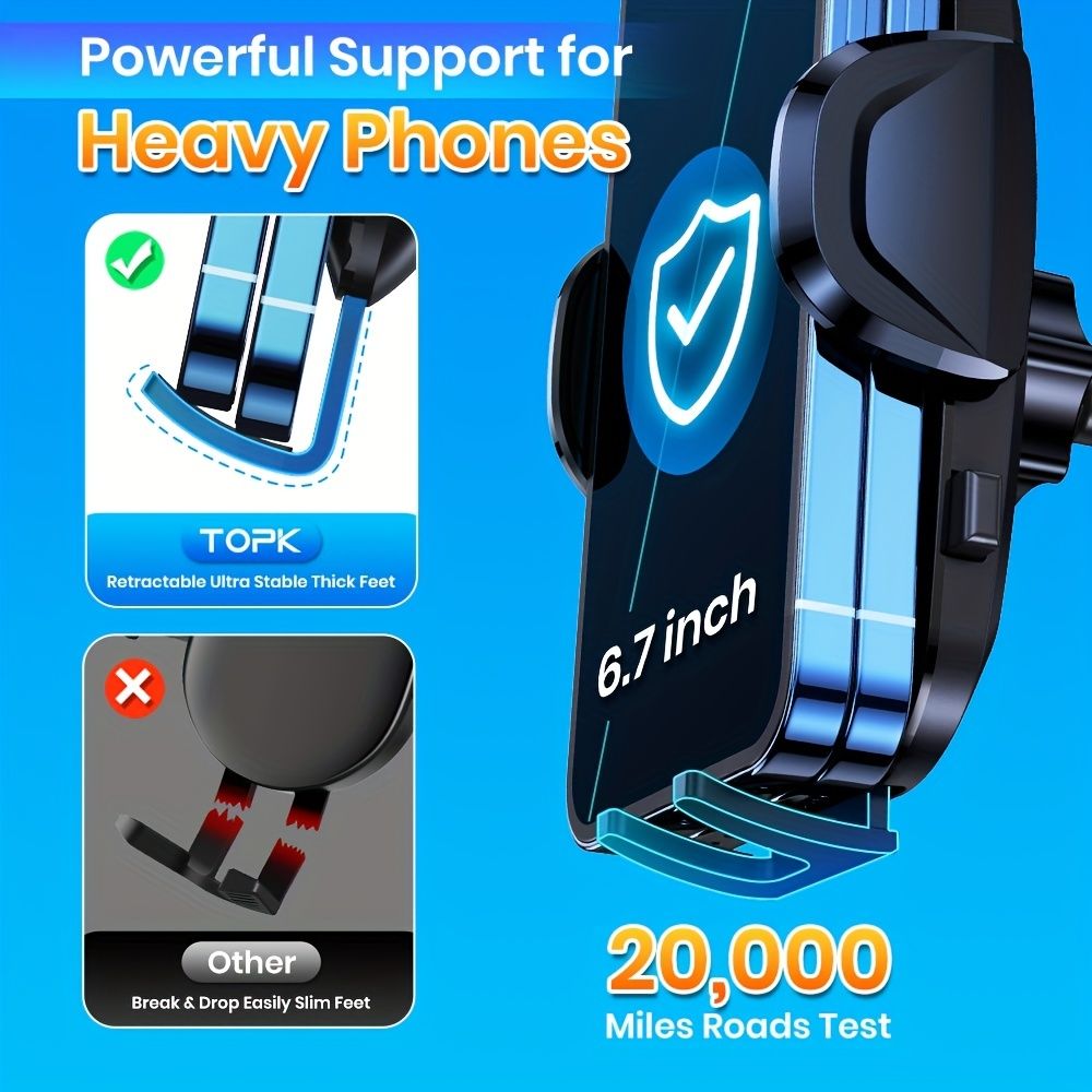 TOPK Car Phone Holder with Strong Suction and Adjustable Arm - Image 6