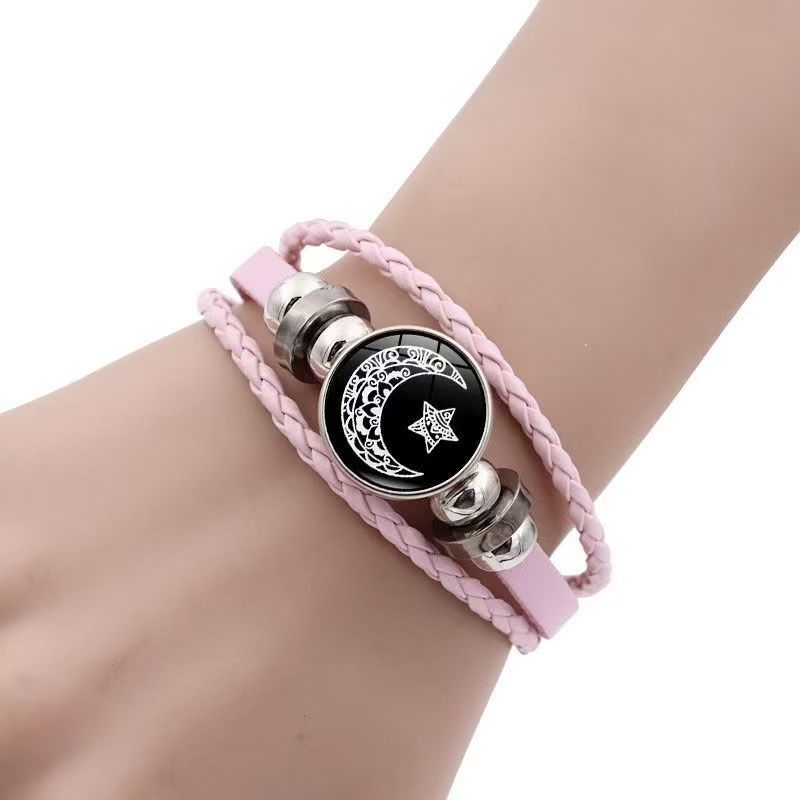 Luminous Sun and Moon Couple Bracelet - Night Light with Woven Leather Jewelry, Suitable for Couples, Adjustable Long Distance Love Gift - Image 4