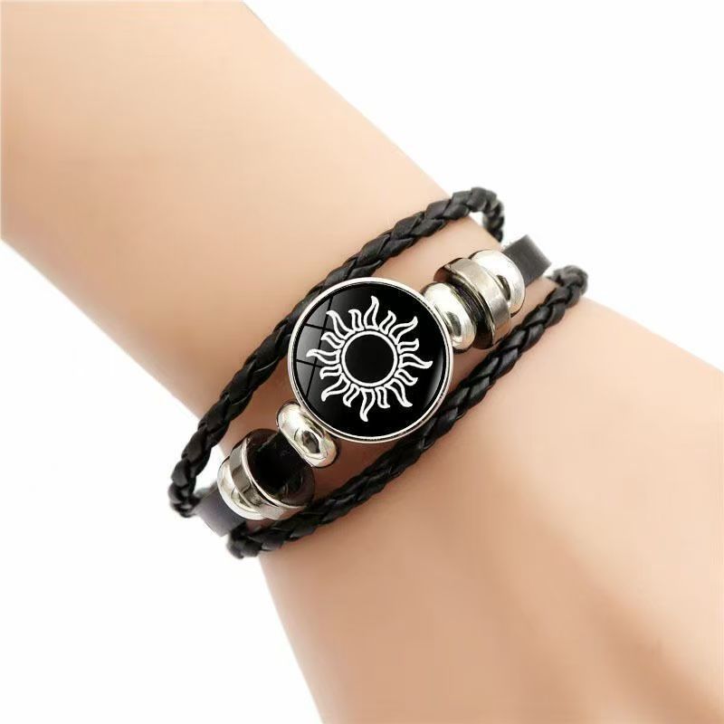 Luminous Sun and Moon Couple Bracelet - Night Light with Woven Leather Jewelry, Suitable for Couples, Adjustable Long Distance Love Gift - Image 5