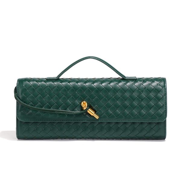Green Woven Leather Women's Handbag - Image 1