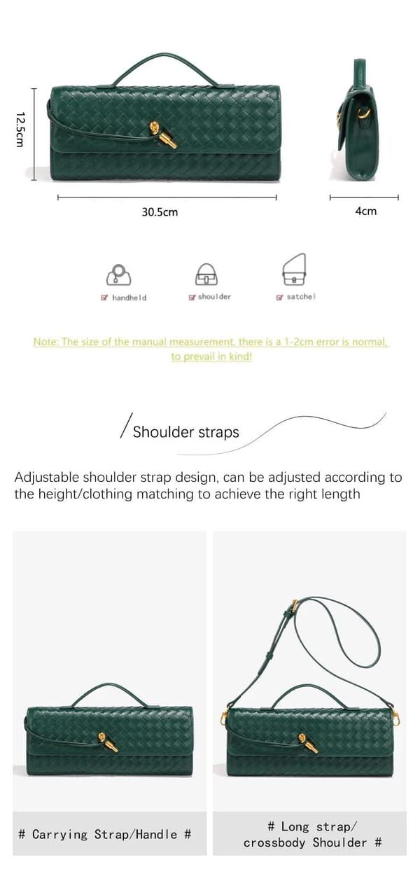 Green Woven Leather Women's Handbag - Image 3