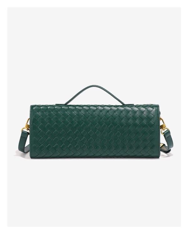 Green Woven Leather Women's Handbag - Image 5