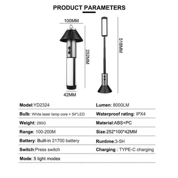 Multifunctional Telescopic Camping Light - Portable LED Lamp - Image 5