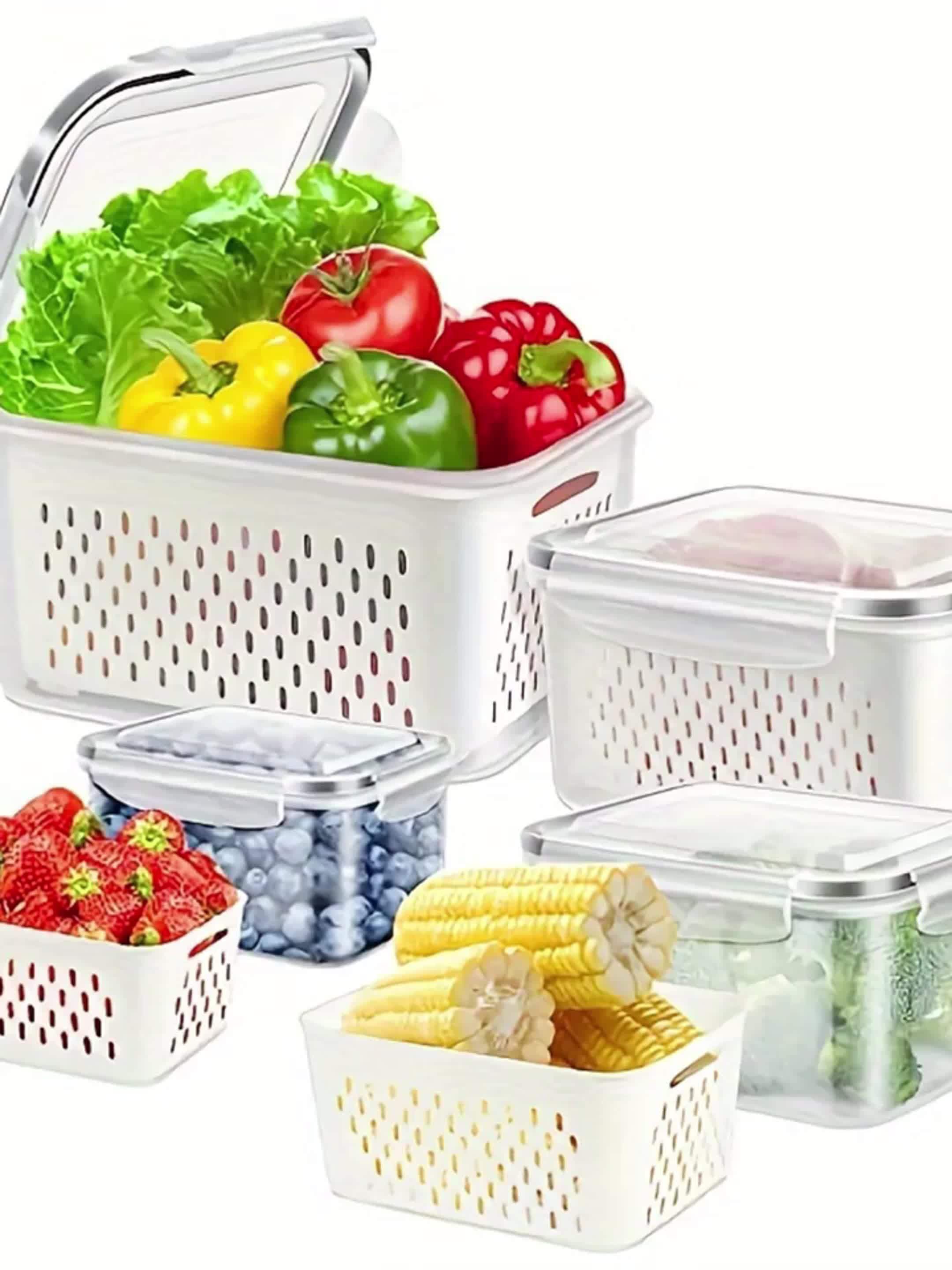 9-piece set (3 containers + 3 lids + 3 draining baskets) plastic food storage box - leak-proof, freezer-safe, reusable multi-functional kitchen storage box, suitable for fruits, vegetables and most foods - Image 4