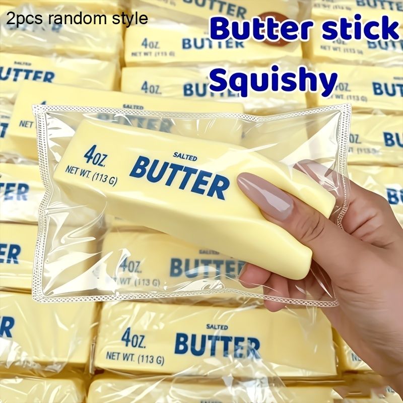 2pcs Popular Butter Squeeze Toys - Stress Relief Toys Pop Fidget Toys Novelty Interesting Squeeze Toys Hand Sensory Slow Rebound Toys Leisurely Relaxing Good Things With a Bit of Butter Flavor Stress Relief Toys Excellent Birthday and Holiday Surprise Gif - Image 1