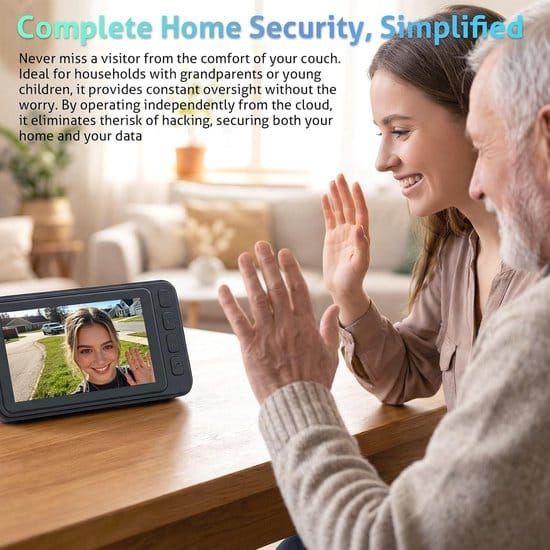 Smart Home Wireless Video Doorbell Smart Doorbell Caller Two-way Intercom Video Doorbell, 1080P Image And 4.5 Inch Screen - No WiFi Required - Range Up To 120 Meters - Night Vision - Image 4