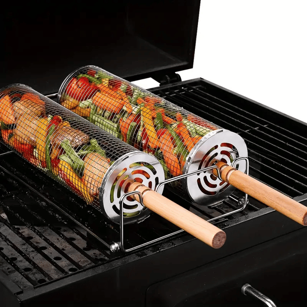 Rotating Grill Baskets for Even Cooking on Any BBQ - Image 1
