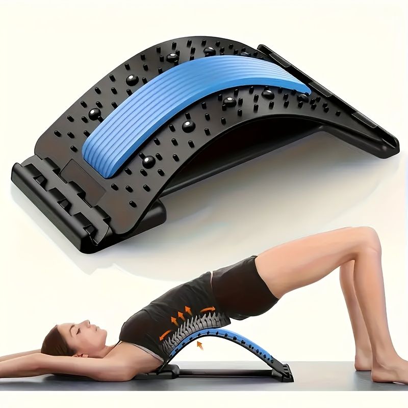 Four adjustable back stretches and posture correctors. Ergonomic waist support with massage function, safety handle, suitable for upper and lower back, office, car, home use, back stretcher, posture correction, durable structure - Image 1