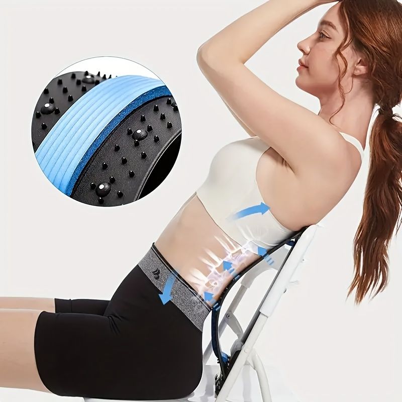 Four adjustable back stretches and posture correctors. Ergonomic waist support with massage function, safety handle, suitable for upper and lower back, office, car, home use, back stretcher, posture correction, durable structure - Image 3