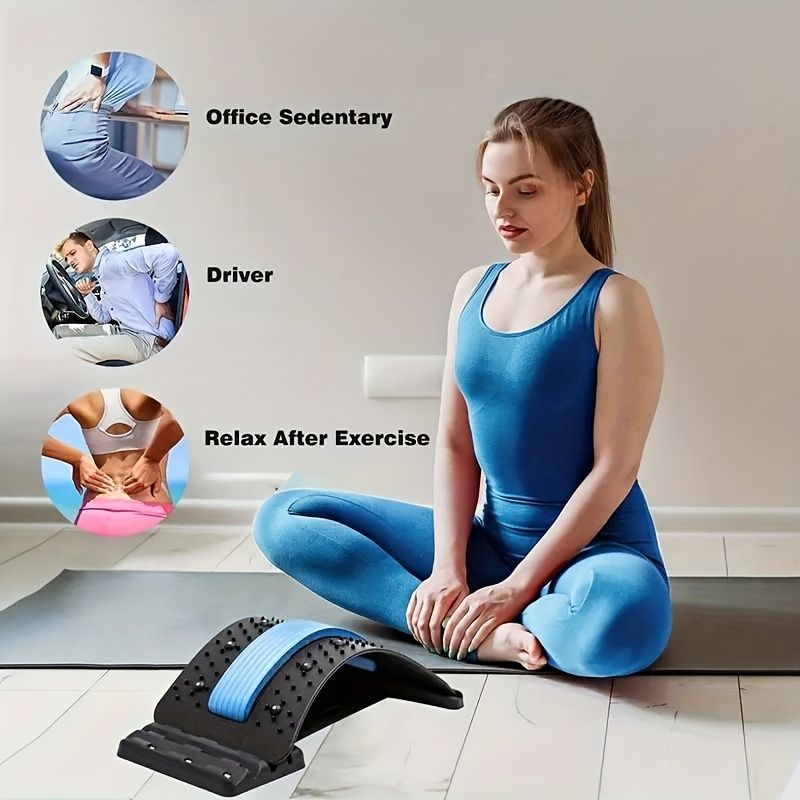 Four adjustable back stretches and posture correctors. Ergonomic waist support with massage function, safety handle, suitable for upper and lower back, office, car, home use, back stretcher, posture correction, durable structure - Image 5