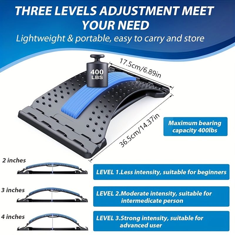 Four adjustable back stretches and posture correctors. Ergonomic waist support with massage function, safety handle, suitable for upper and lower back, office, car, home use, back stretcher, posture correction, durable structure - Image 7