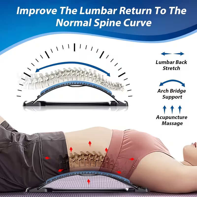 Four adjustable back stretches and posture correctors. Ergonomic waist support with massage function, safety handle, suitable for upper and lower back, office, car, home use, back stretcher, posture correction, durable structure - Image 8
