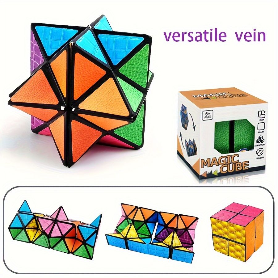 Infinite Cube - 3D Hexagonal Puzzle Toy, Space Geometry Flip Toy, Enhance Brain Ability and Relax, Mixed Color, ABS Material - Image 1