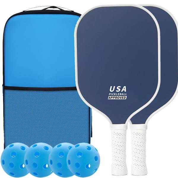 Deep Blue Pickleball Set: 2 Paddles, 4 Balls, Carrying Bag - Image 1