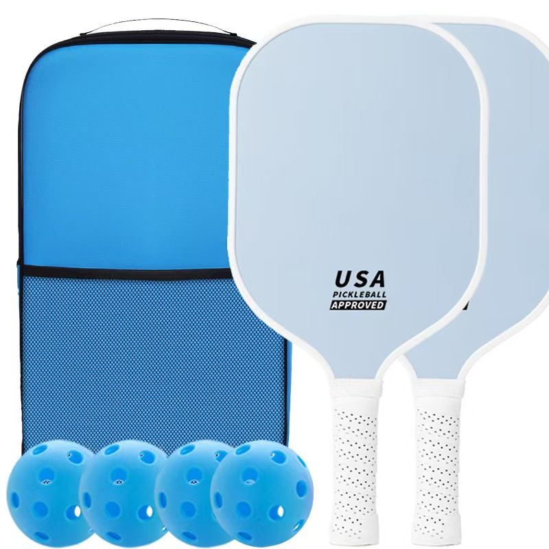 Light Blue Pickleball Paddle Set with Balls and Bag - Image 1