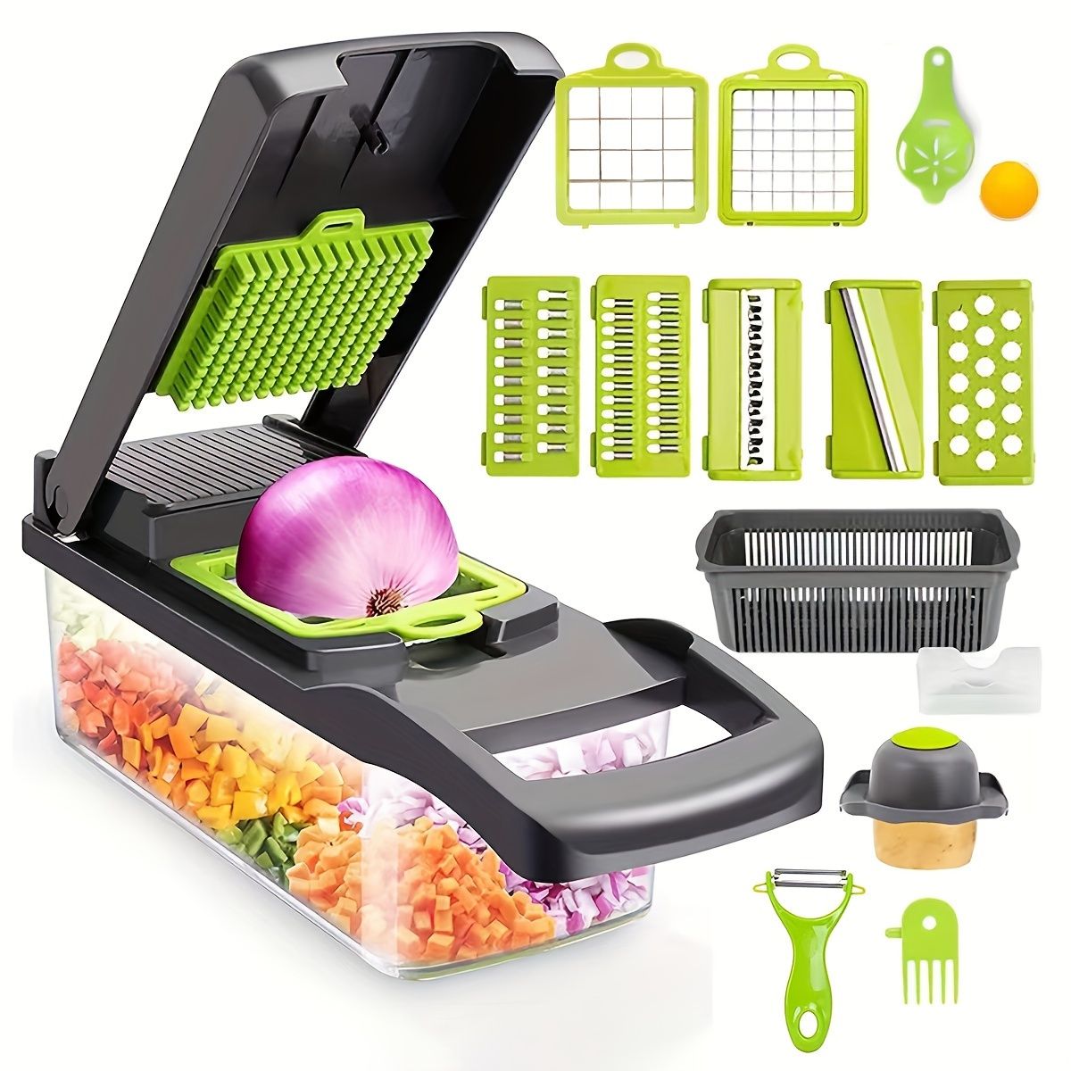16-Piece Vegetable Chopper Set, Interchangeable Blades - Image 1