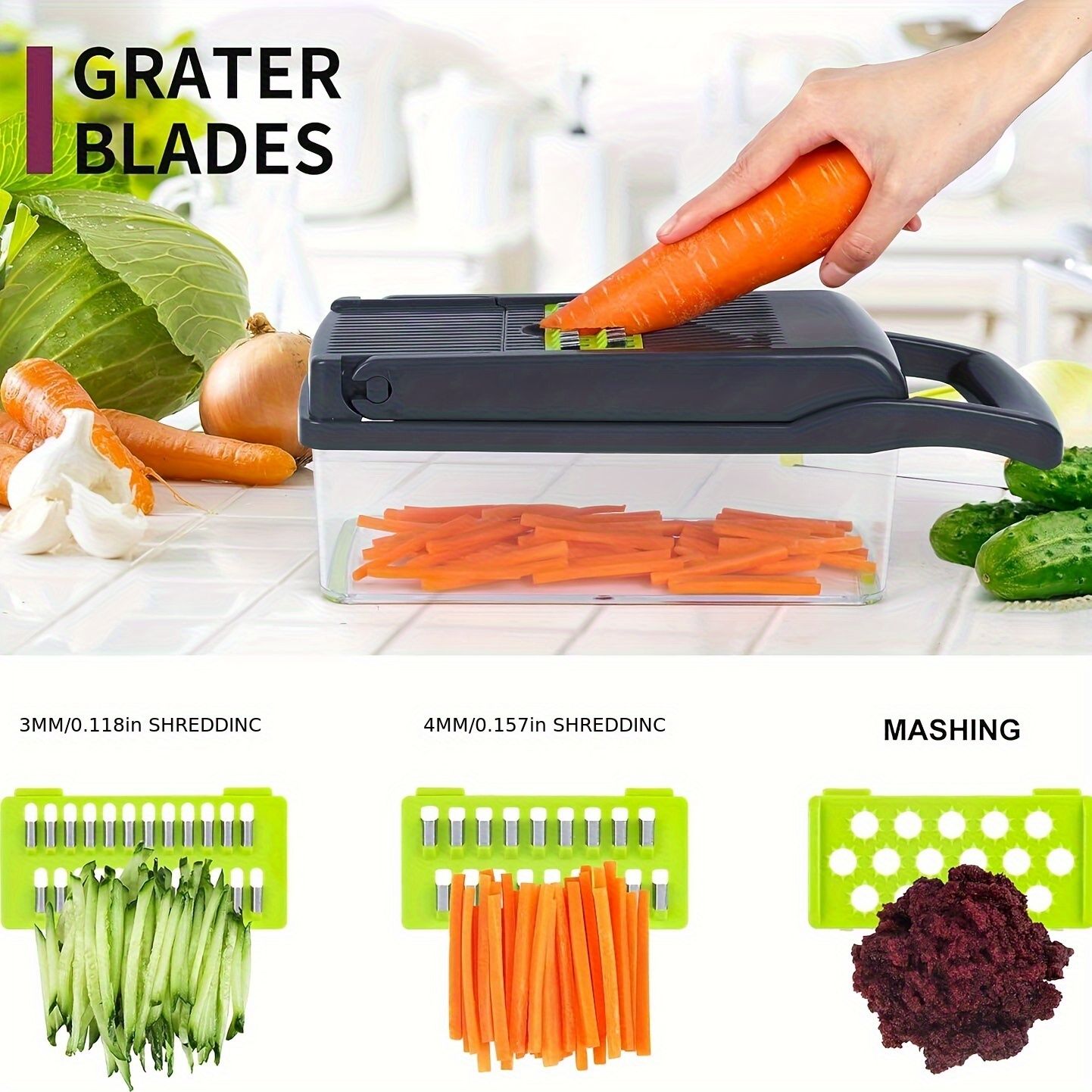 16-Piece Vegetable Chopper Set, Interchangeable Blades - Image 2