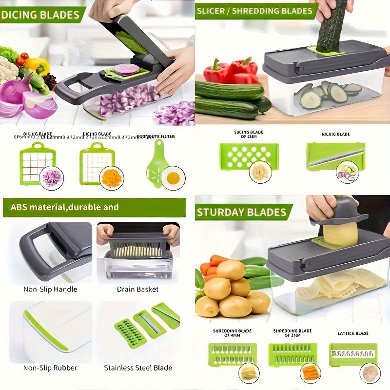 16-Piece Vegetable Chopper Set, Interchangeable Blades - Image 4