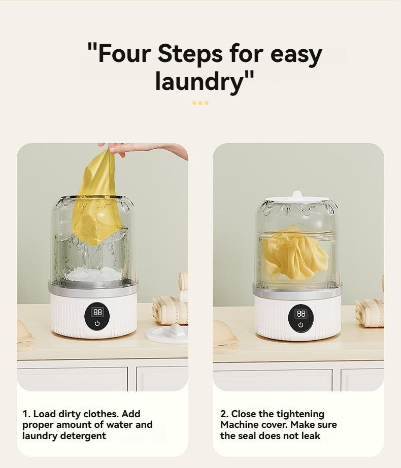Portable Washing Machine Travel Washing Machine USB Rechargeable Washing - White - Size 1689 - Image 8