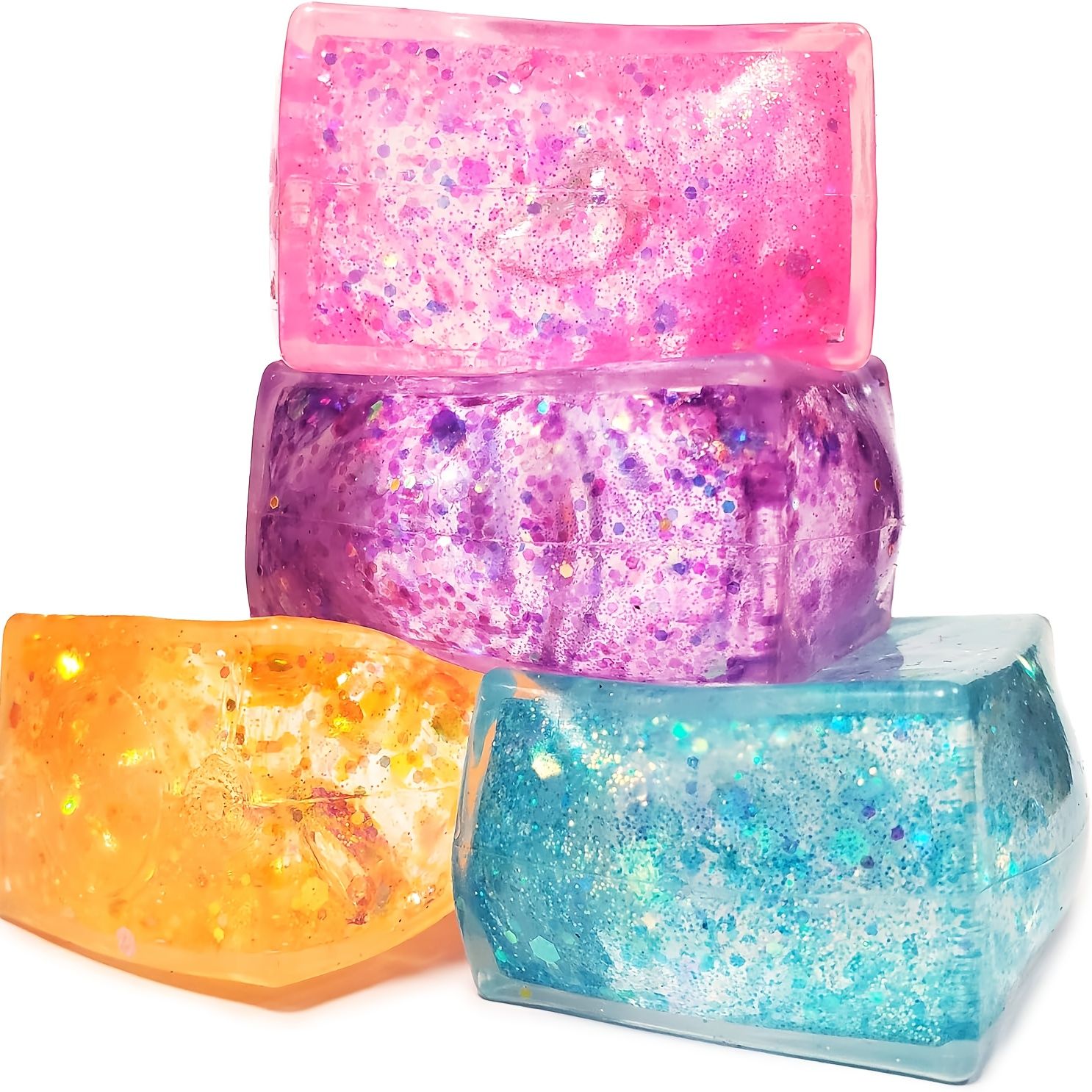 3-piece set, stress relieving simulation ice cube squeezer, popular malt sugar slow rebound cube, high transparency creative venting toy, color random - Image 2