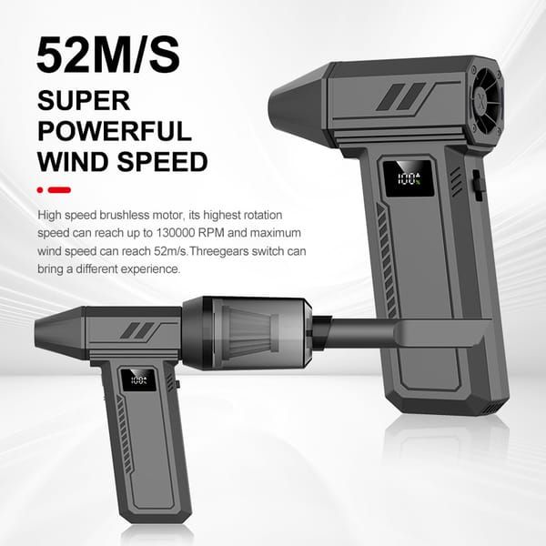 9-Piece 130,000 RPM Handheld Blower and Vacuum Cleaner, Black - Image 3