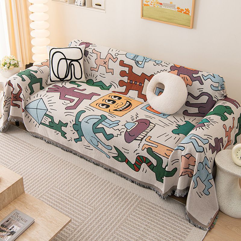 Graffiti Colored 180x340cm Sofa Blanket, Urban Art Throw - Image 1