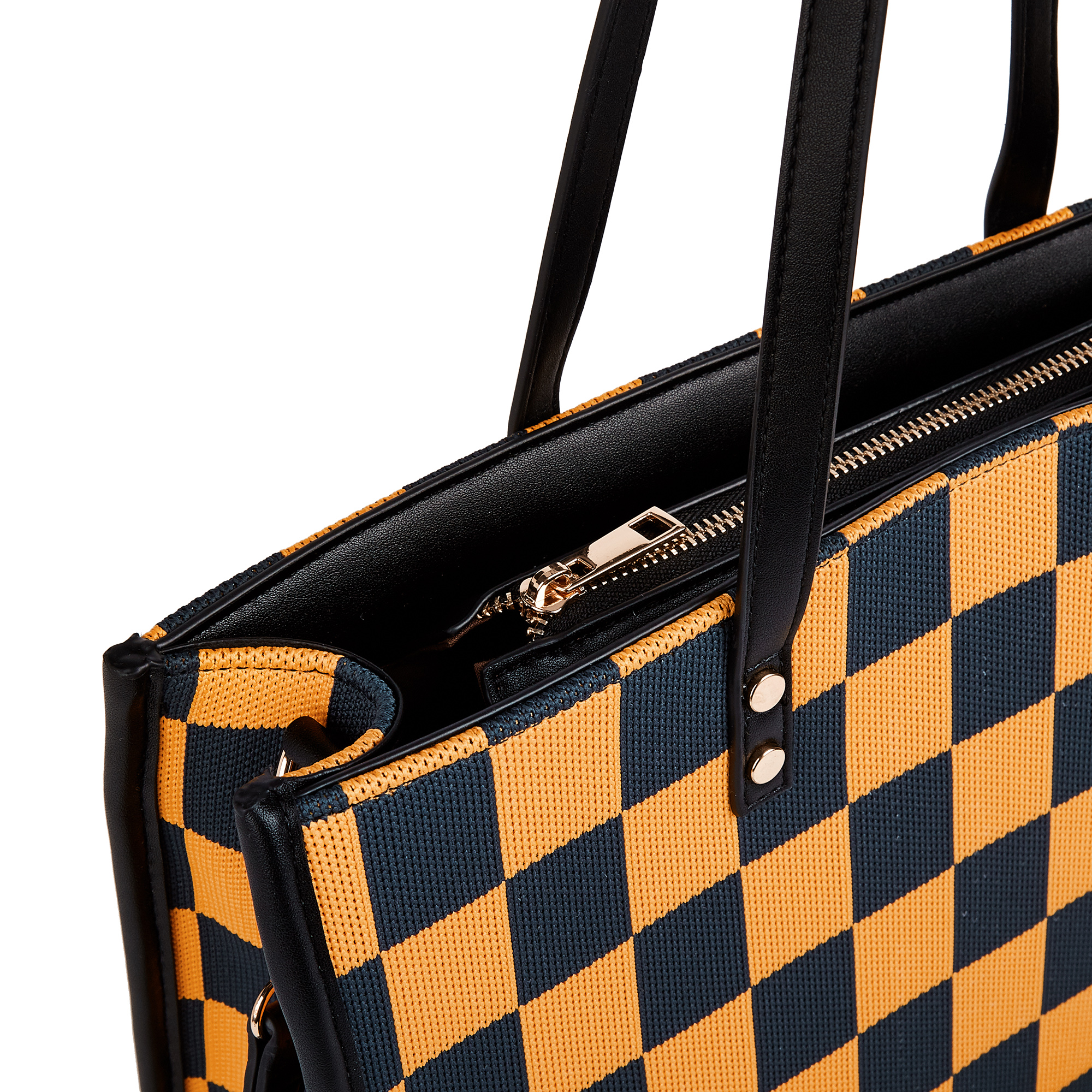 Yellow and black checkered tote bag | Go shopping/to work/on a trip, wear it in different styles - Image 5