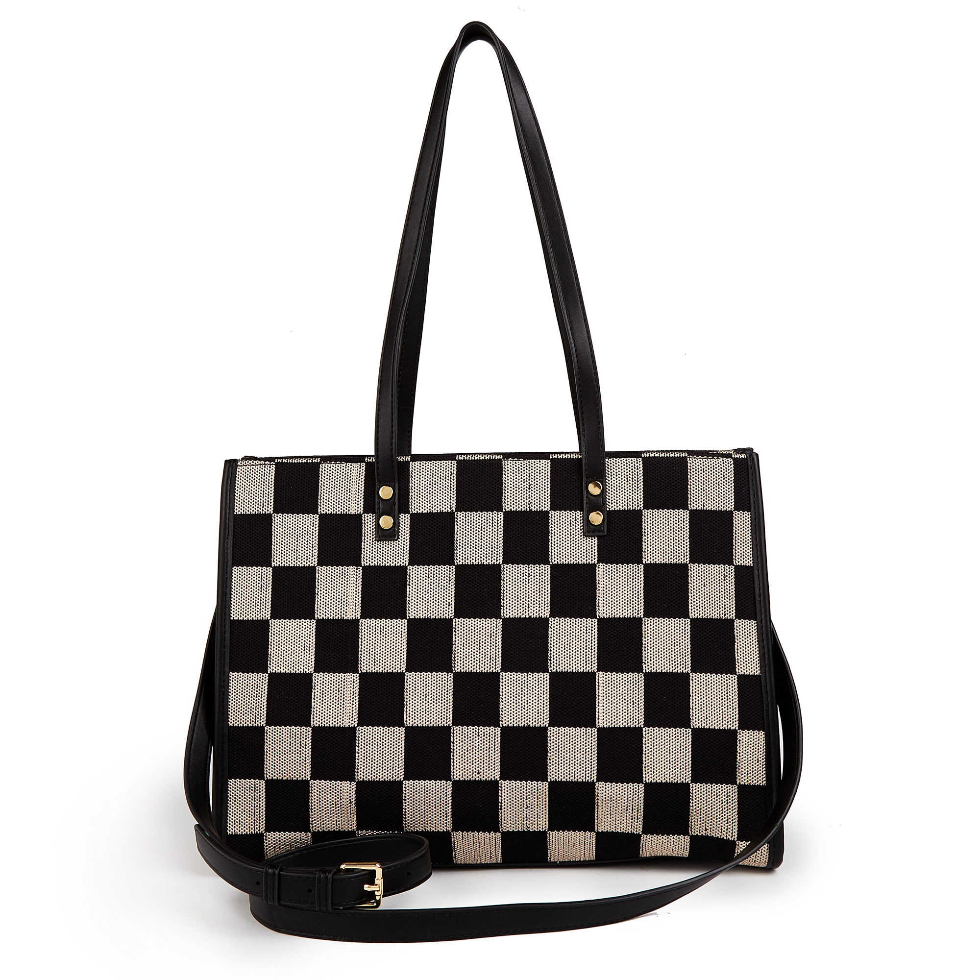 Black and gray color-matched tote bag | large capacity, can be carried by hand or cross-body, suitable for street photography and commuting - Image 4