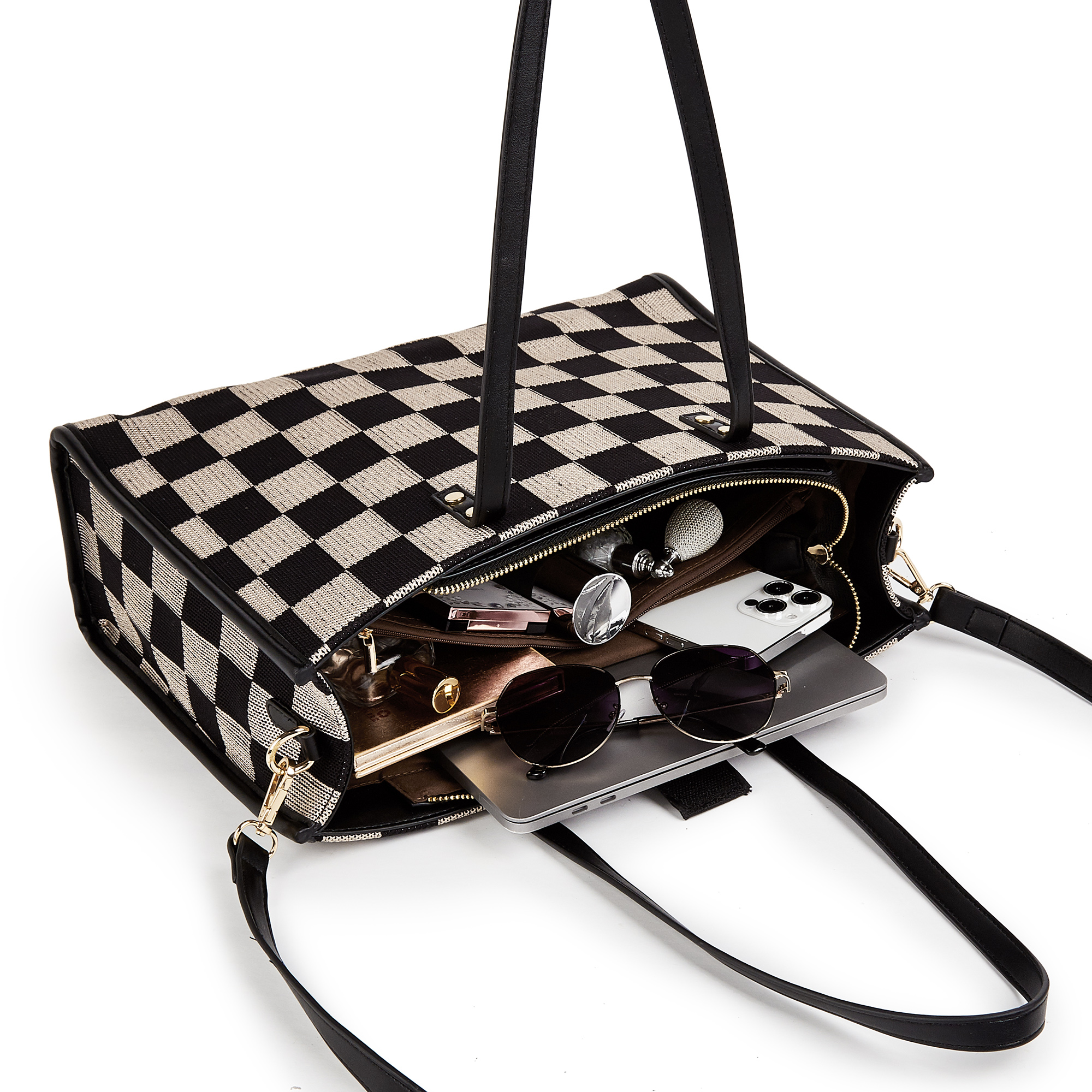 Black and gray color-matched tote bag | large capacity, can be carried by hand or cross-body, suitable for street photography and commuting - Image 6