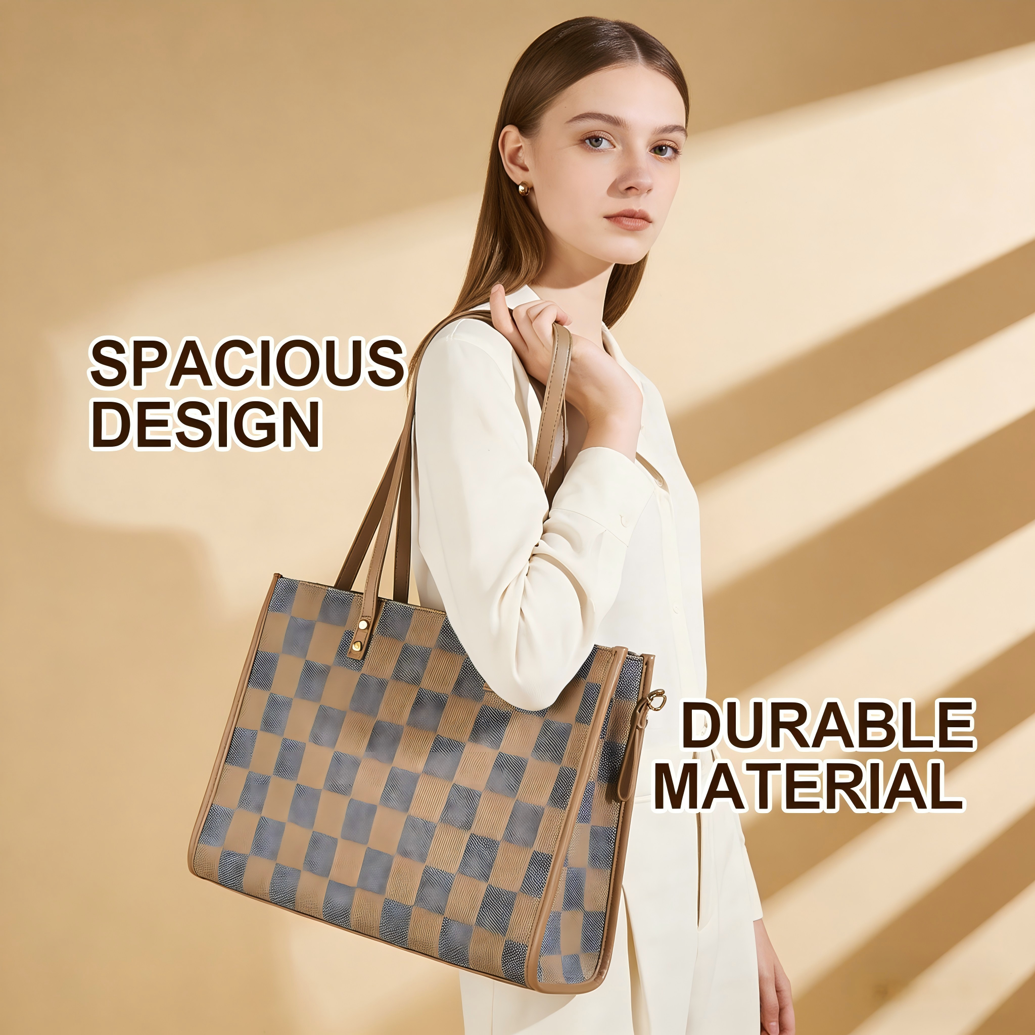 Commuter tote bag | dual-purpose handbag and shoulder bag, can hold a computer, documents, and coffee, gentle and strong - Image 1