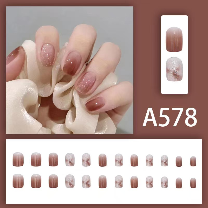 12 boxes / 288 pieces, white light luxury fashion French ins style flash sweet cool simple empress spicy girl new spring wear nail set - Image 1