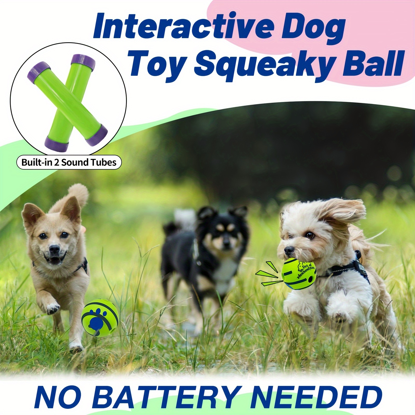 Interactive dog toy, sound ball, rolling, barking, dog self-entertainment, dog boredom relief, bite-resistant, gnawing, barking, no batteries, pet interactive ball toy, dog IQ training ball toy - Image 2
