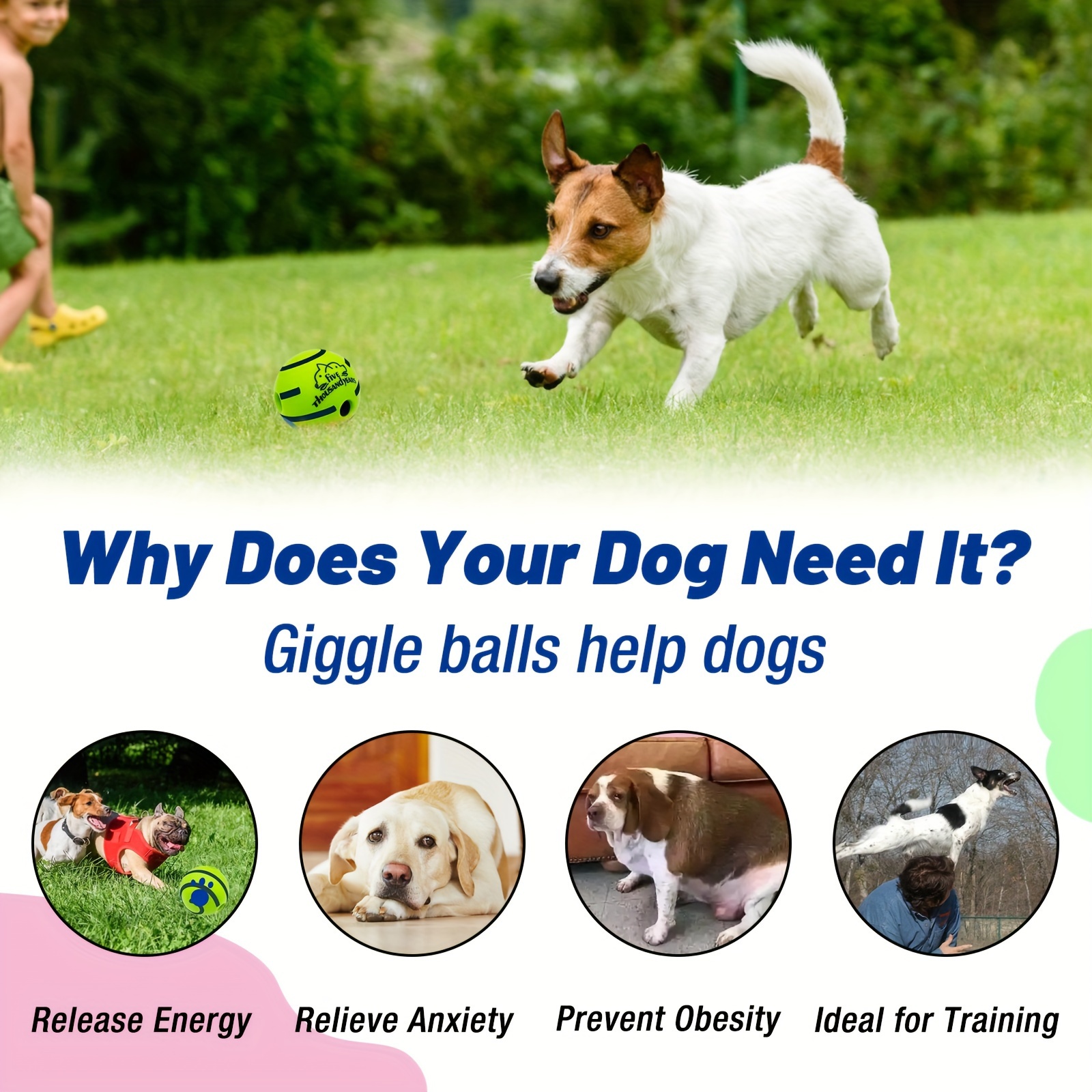 Interactive dog toy, sound ball, rolling, barking, dog self-entertainment, dog boredom relief, bite-resistant, gnawing, barking, no batteries, pet interactive ball toy, dog IQ training ball toy - Image 4
