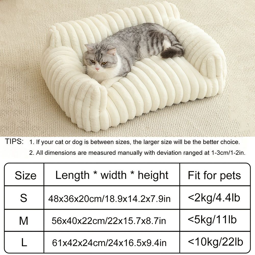 Cute pet cat sofa Standard S size - Puffy cat bed with high-quality soft velvet pile, indoor cat plush sofa bed, strong support and won't collapse - Image 2