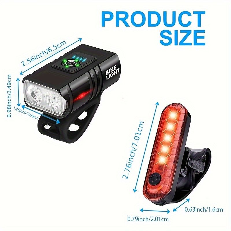 1 pack of bicycle lights | front and rear lights, 4 modes, USB charging, super bright LED night riding lights, handlebar mount, not waterproof, suitable for road/mountain bikes - Image 7