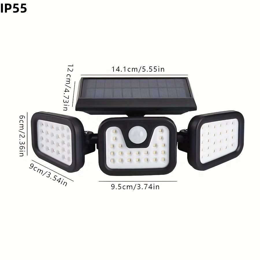 74 LED solar sensor lights with motion sensor, 3 brightness modes, outdoor wall lights, suitable for front door, courtyard, garage, terrace - Image 5