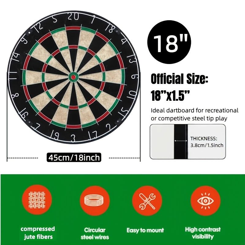 18-inch sisal dartboard, 45cm sisal round net dartboard, digital printed sisal dartboard, sisal dart set，Random 6 types of darts - Image 5