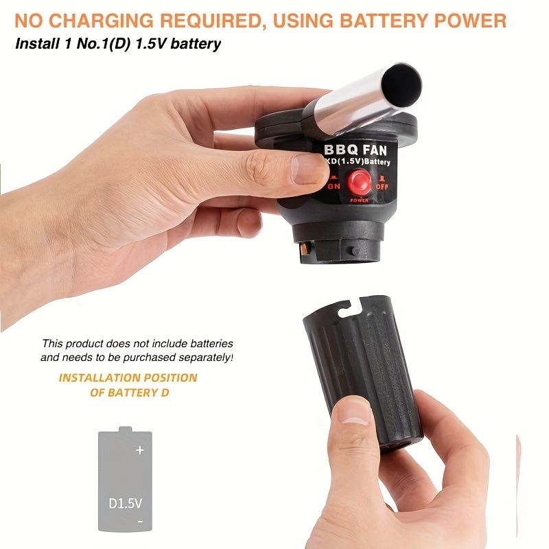 Use the portable battery-powered barbecue fan blower to enhance your outdoor cooking experience. It is ideal for camping, picnics, and charcoal grilling, ensuring efficient airflow for quick and even charcoal ignition. - Image 2