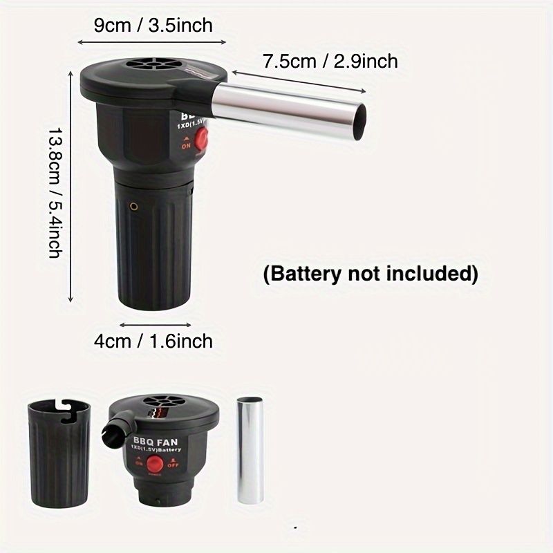 Use the portable battery-powered barbecue fan blower to enhance your outdoor cooking experience. It is ideal for camping, picnics, and charcoal grilling, ensuring efficient airflow for quick and even charcoal ignition. - Image 4