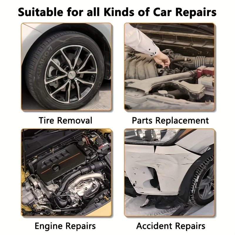 Basic automotive repair manual tool set, including a set of mechanical tools, including ratchet handle, extension pole, universal joint, slider, SAE and metric sockets, hex wrench, and plastic toolbox, excluding batteries. Uncharged manual tool set - Image 7